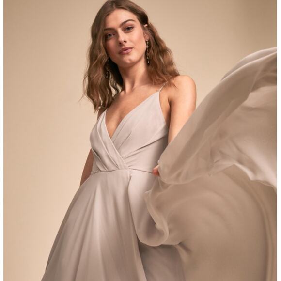 ANTHROPOLOGIE x BHLDN Eva Maxi Dress Fog Gray Sz S {H25} - Picture 1 of 13